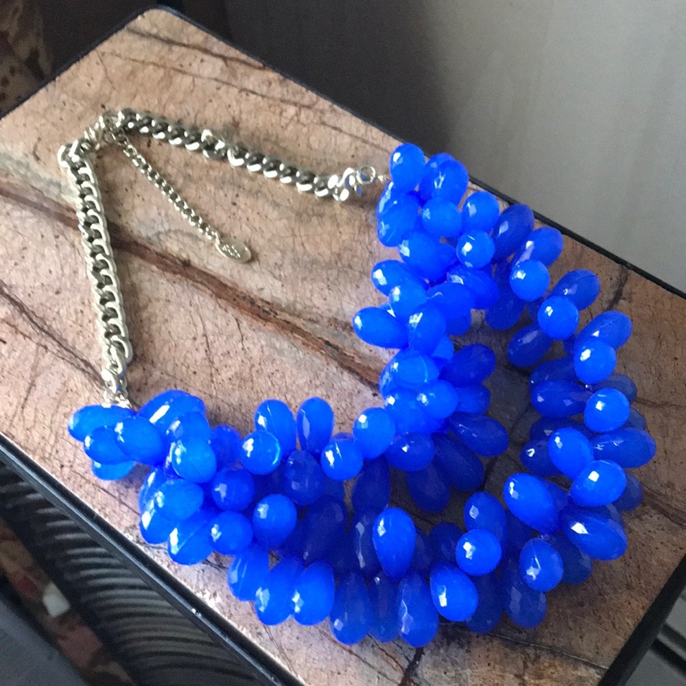 Chunky Chain W/Big Sparkly Faceted Teardrop Shaped Baubles